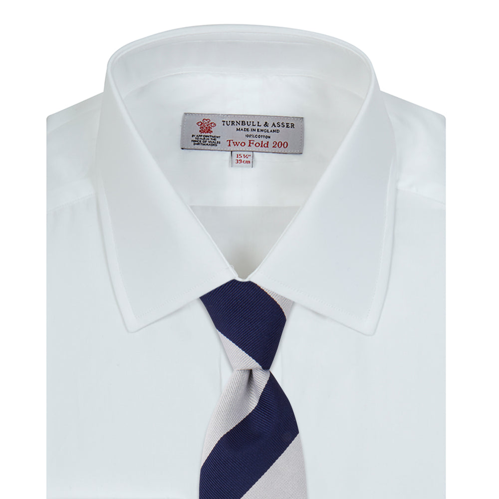 Two-Fold 200 White Cotton Shirt with T&A Collar and Double Cuffs