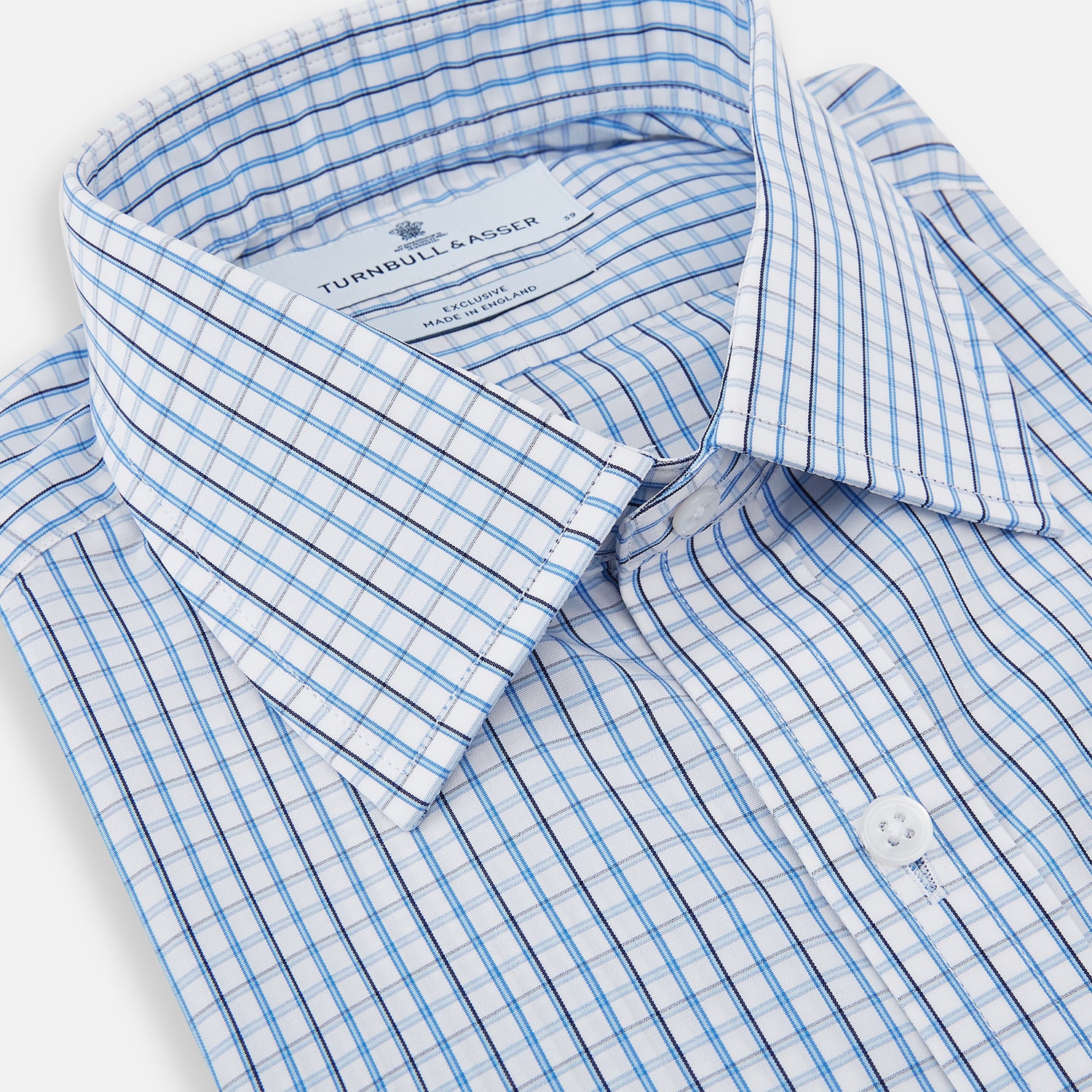 View 2 of product Blue and Navy Tattersall Check Mayfair Shirt
