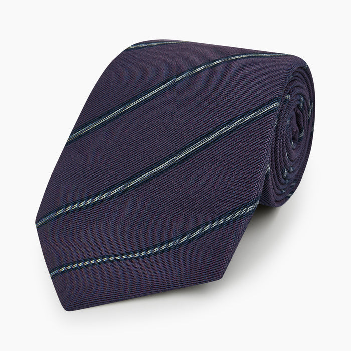 Purple Multi Stripe Silk Blend Tie Image 4