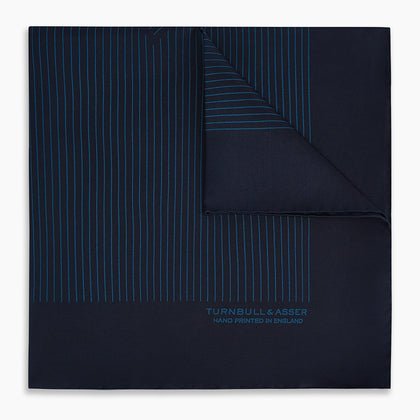 Navy and Blue Stripe Silk Pocket Square Image 4