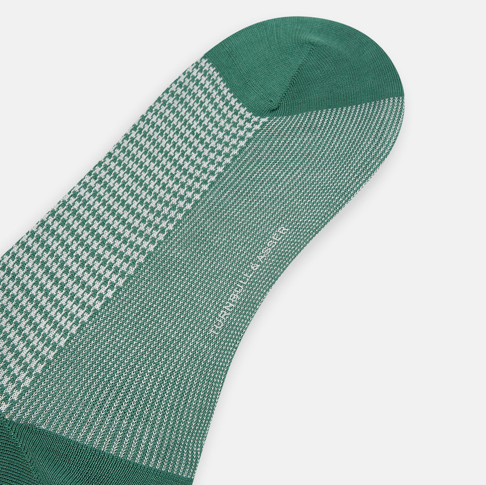 Ivory Houndstooth Mid-Length Socks