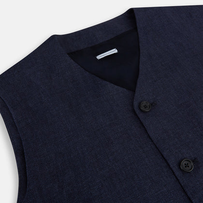 Navy Linen Twill Waistcoat