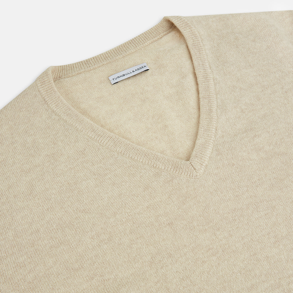 Ivory Cashmere V-Neck Jumper