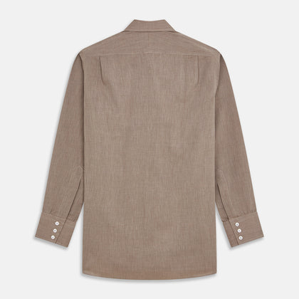 Camel Cotton Melange Regular Fit Mayfair Shirt Image 4