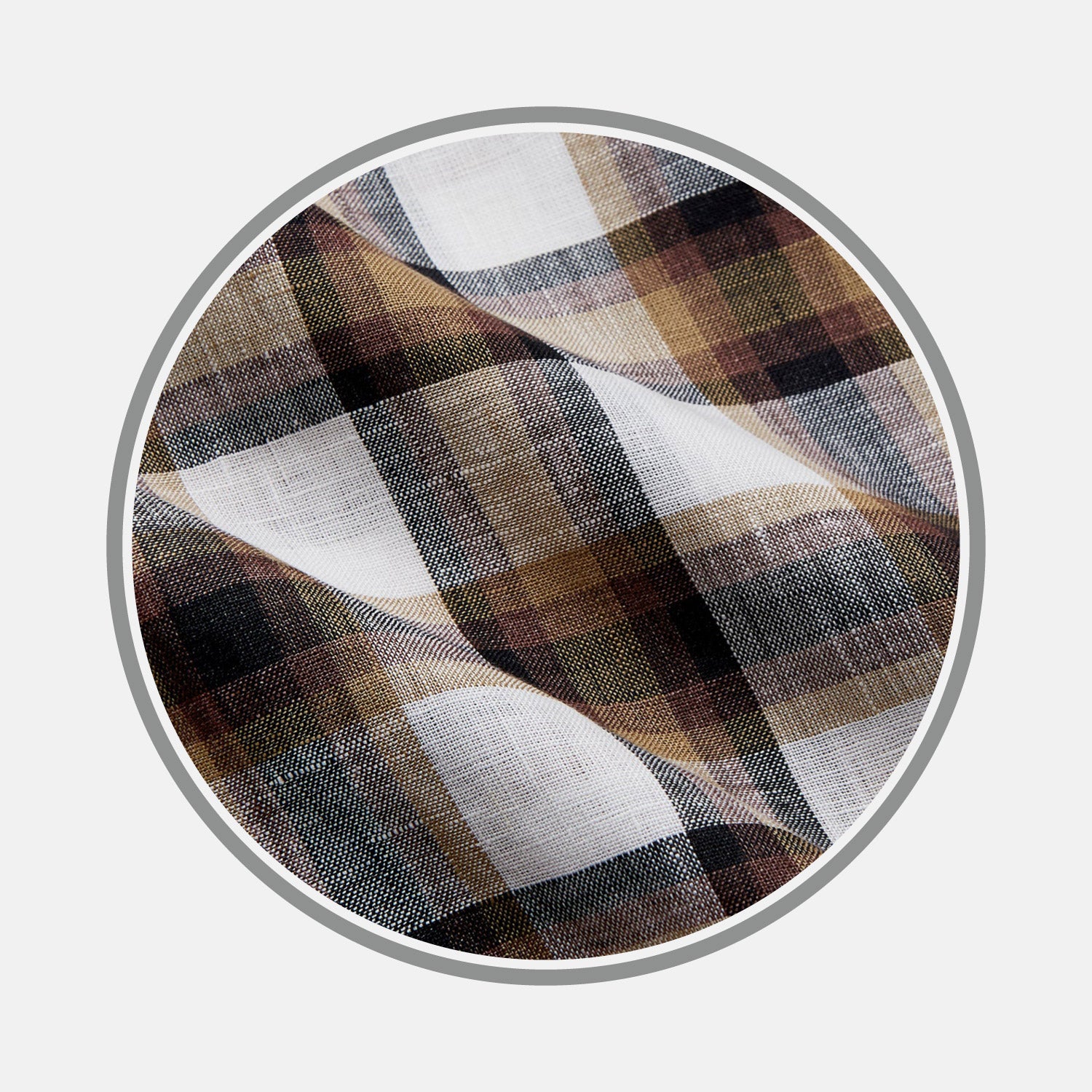View 1 of product Brown Multi Check Linen Fabric