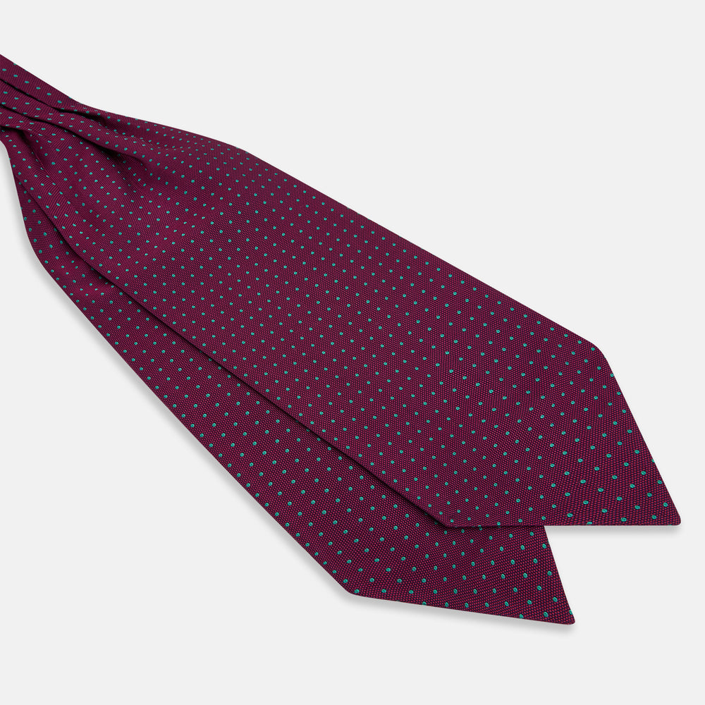 Green Micro Dot and Magenta Silk Cravat