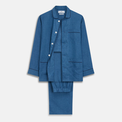 Teal Linen Modern Pyjama Set Image 1