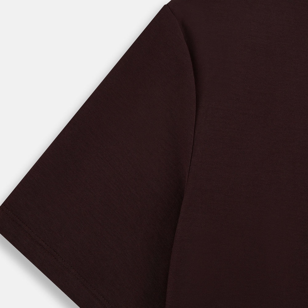 The Turnbull & Asser Burgundy Short-Sleeve T-shirt features a crew neckline and quality fabric, shown on a white background—ideal for versatile everyday wear.