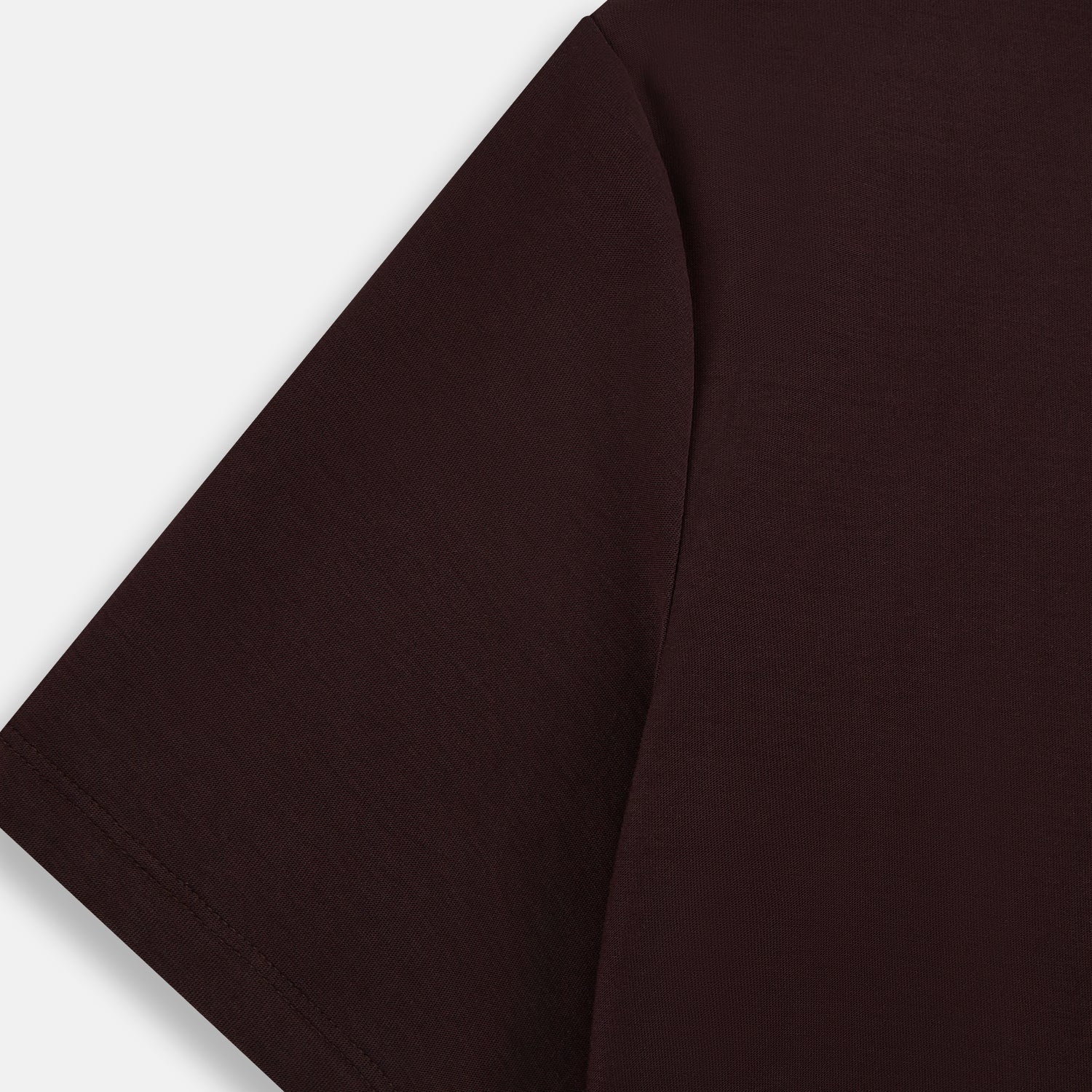 View 4 of product The Turnbull & Asser Burgundy Short-Sleeve T-shirt features a crew neckline and quality fabric, shown on a white background—ideal for versatile everyday wear.