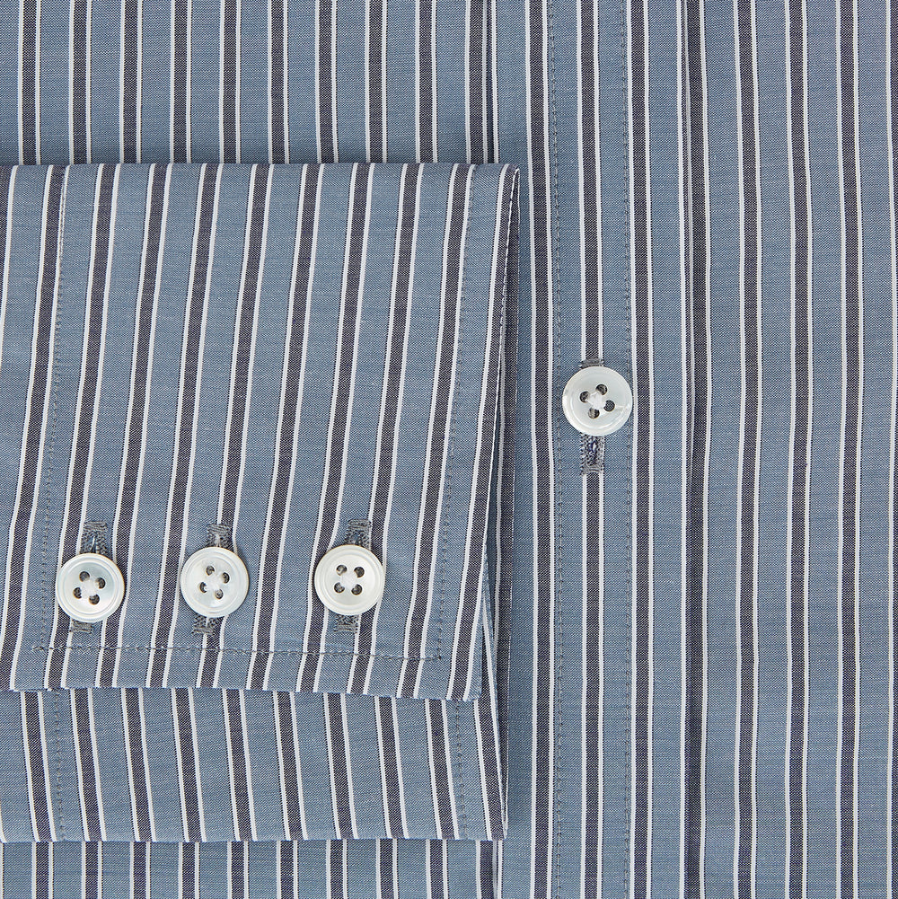 Steel Grey Ticking Stripe Mayfair Shirt