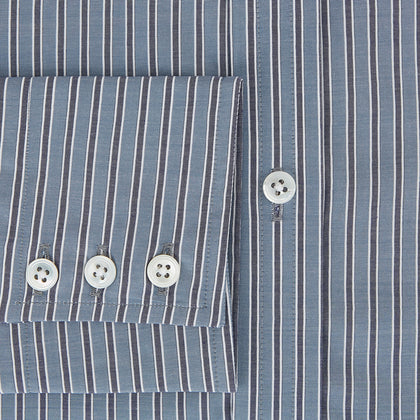 Steel Grey Ticking Stripe Mayfair Shirt Image 3