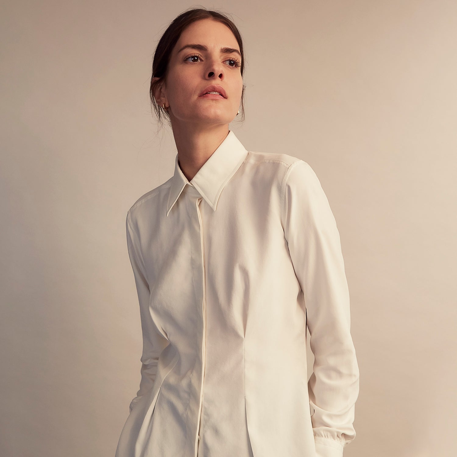 View 8 of product Cream Silk Tailored Bianca Shirt
