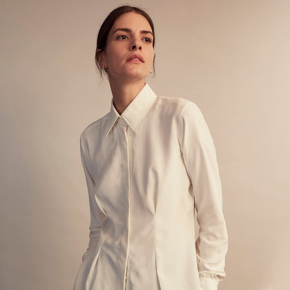 Cream Silk Tailored Bianca Shirt Image 7