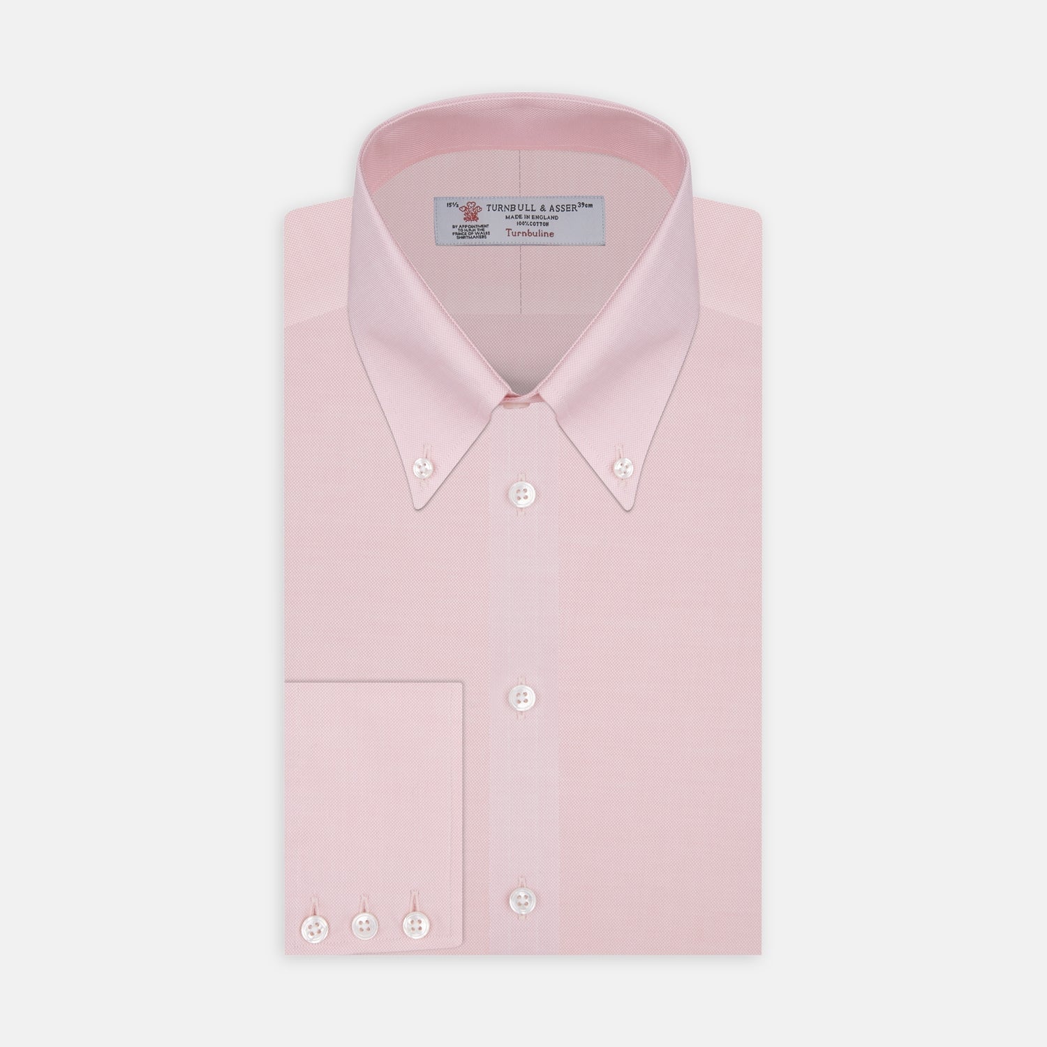 Pink Royal Oxford Cotton Shirt with Button-Down Collar and 3-Button Cu Turnbull & Asser US Pink Royal Oxford Cotton Shirt with Button-Down Collar and 3-Button Cu Turnbull & Asser US