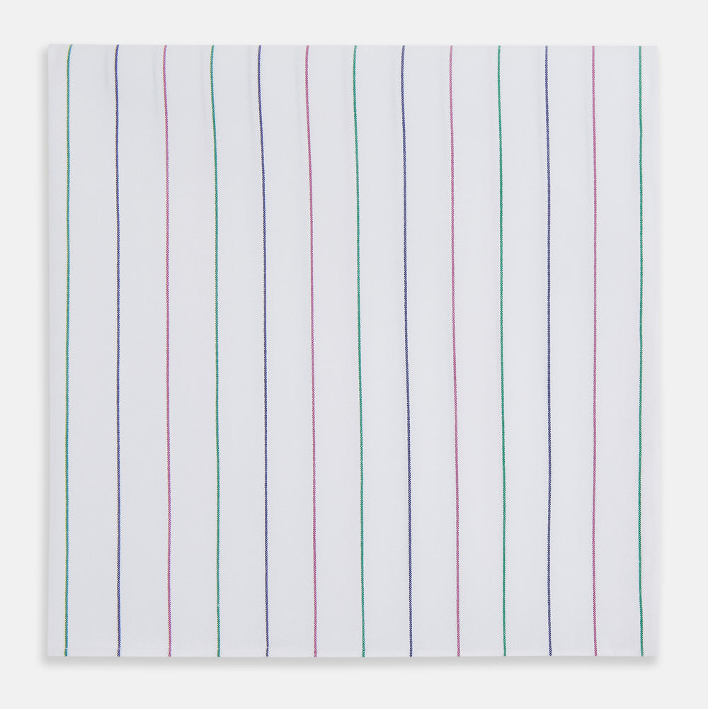 Hand Rolled Pink and Green Pinstripe Handkerchief