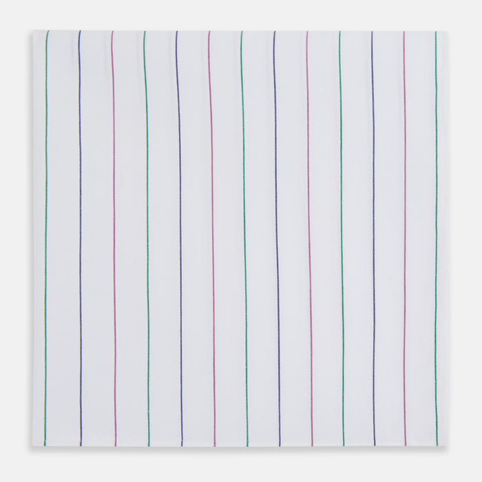 Hand Rolled Pink and Green Pinstripe Handkerchief
