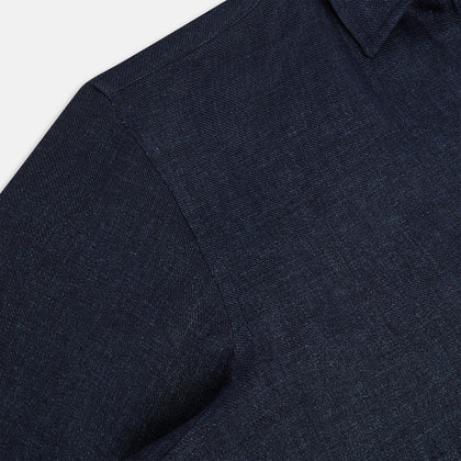 Navy Linen Windsor Shirt Image 5