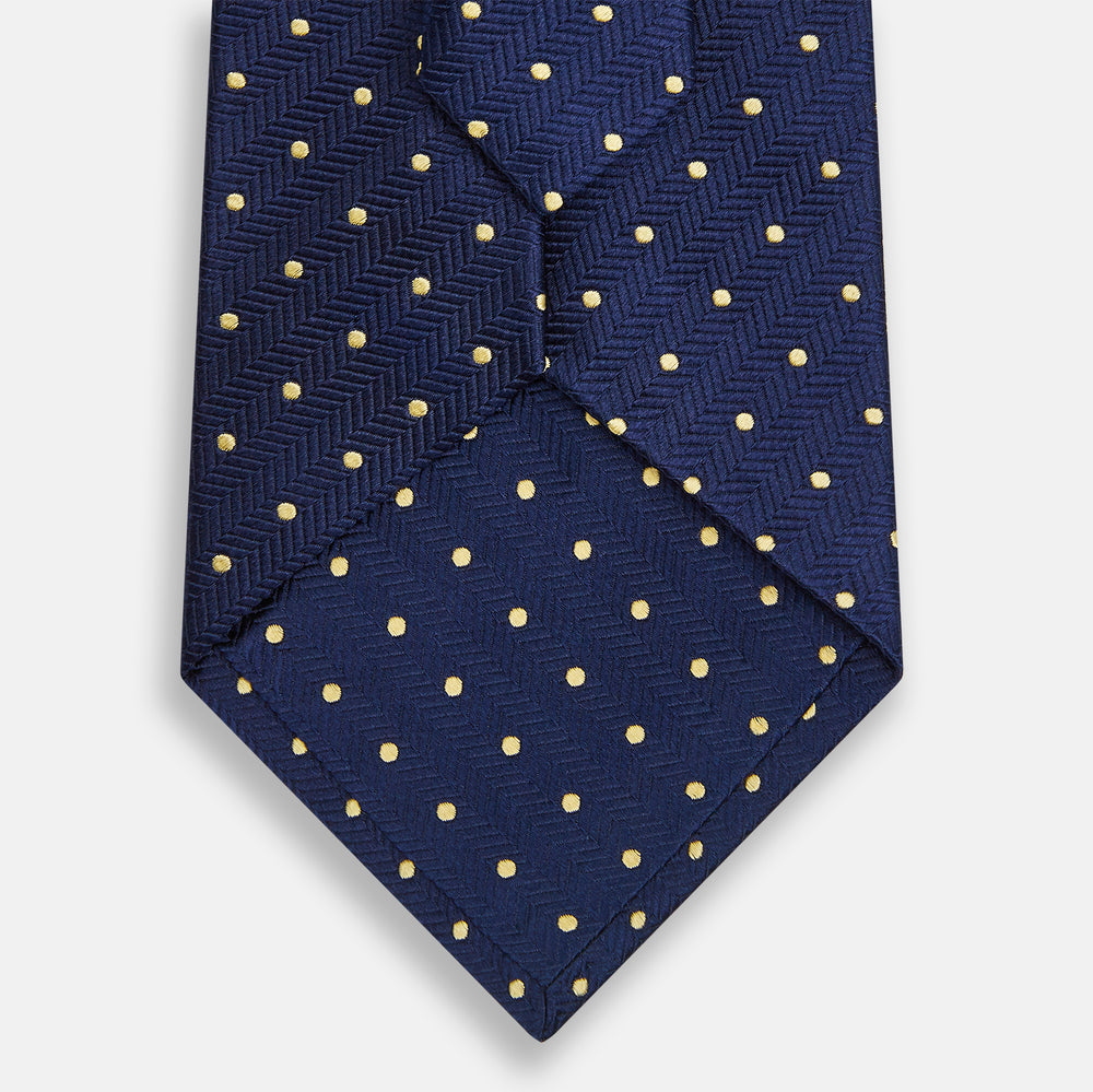 Navy and Gold Micro Dot Silk Tie