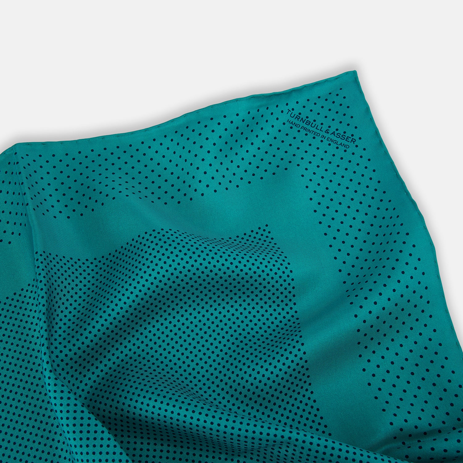 View 2 of product Petrol Green Dot Silk Pocket Square