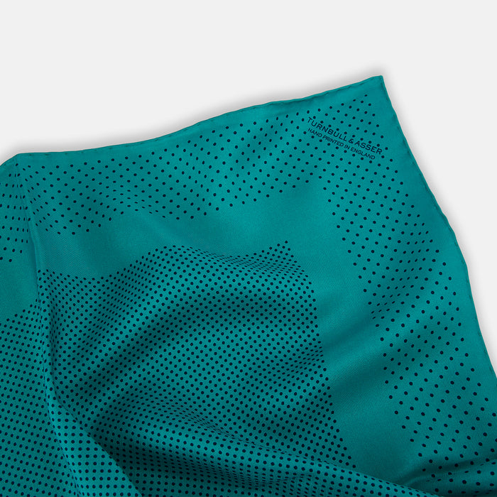 Petrol Green Dot Silk Pocket Square Image 1