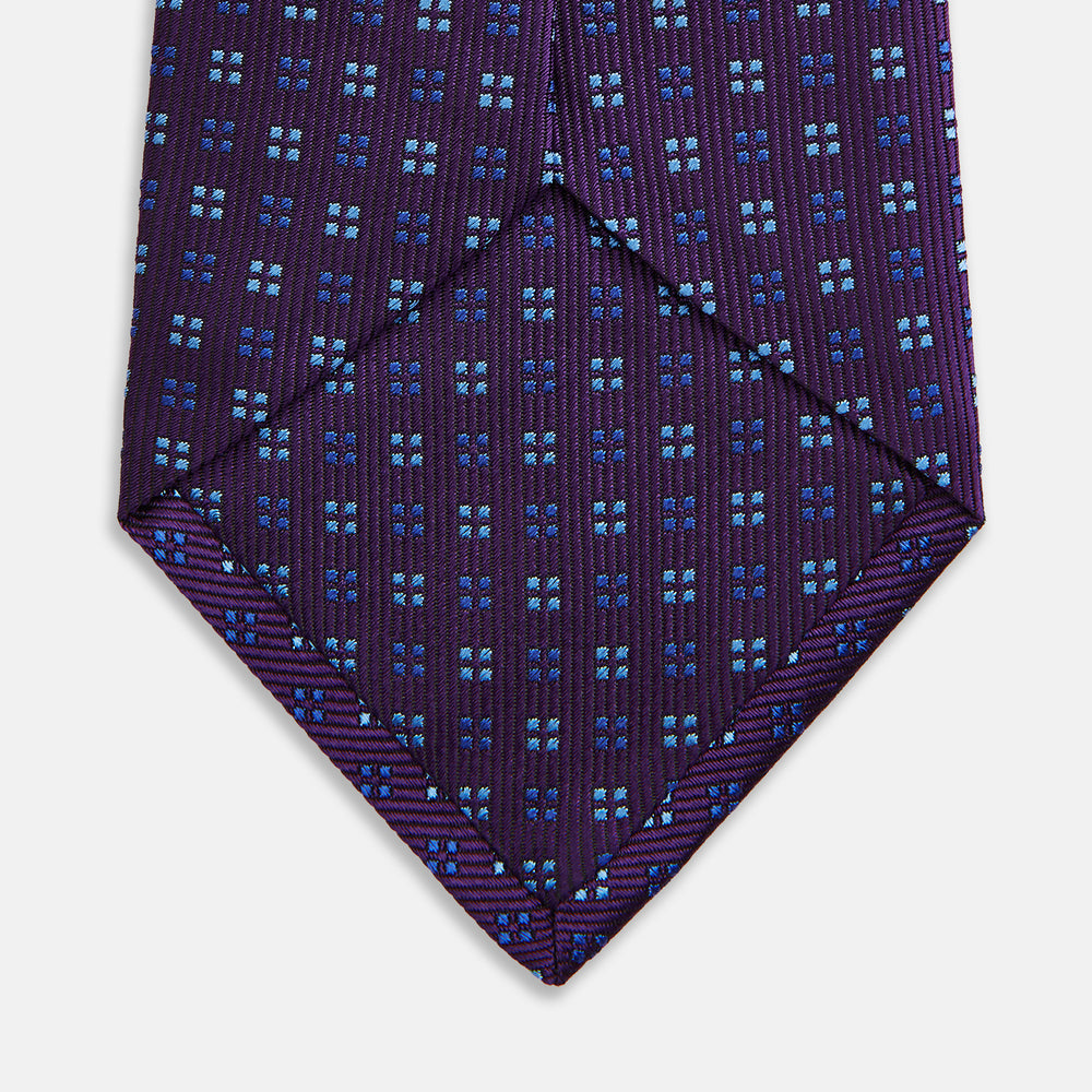 MINI SQUARE SPOT PLUM BLUE TIE