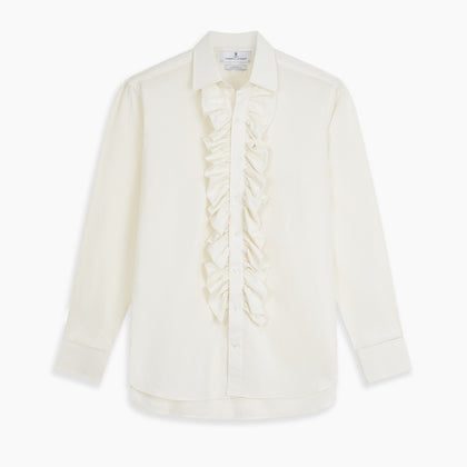 Cream Silk Regular Fit Ruffle-Front Wilfred Shirt Image 6