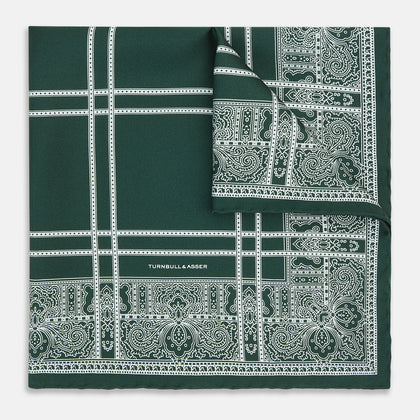 Forest Green Paisley Bandana Patterned Silk Pocket Square Image 5