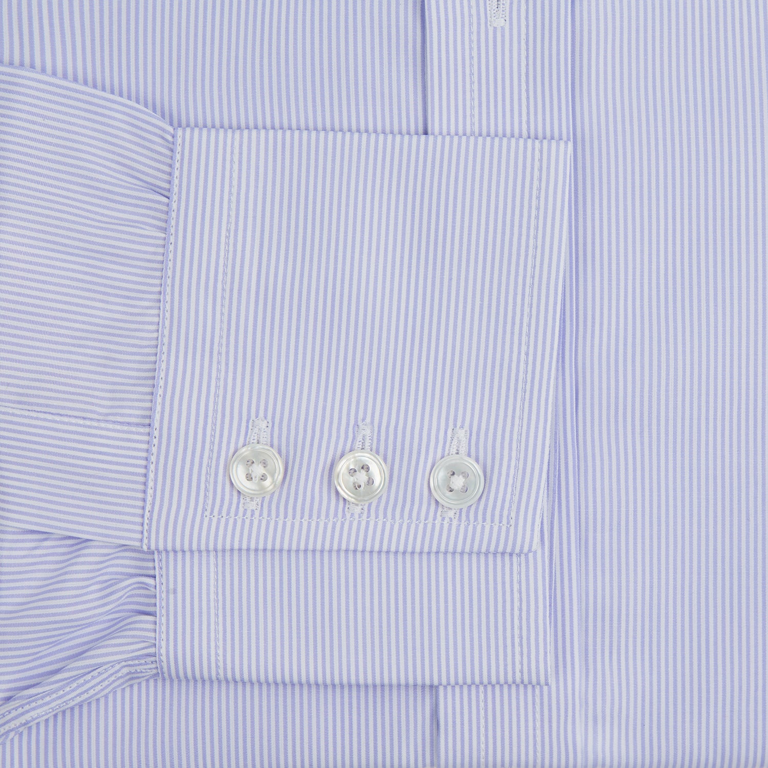View 4 of product Blue and White Fine Bengal Stripe Sea Island Quality Cotton Shirt with T&A Collar and 3-Button Cuffs