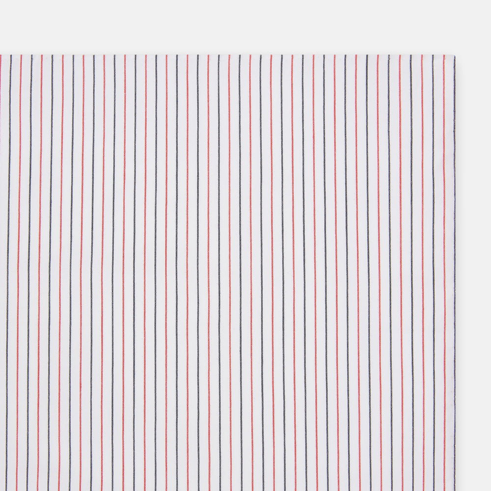 Hand Rolled Red and Navy Pinstripe Handkerchief