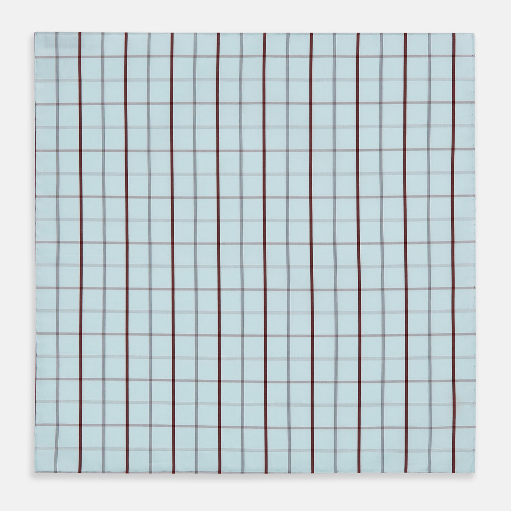 Burgundy Combination Check Hand-Rolled Handkerchief