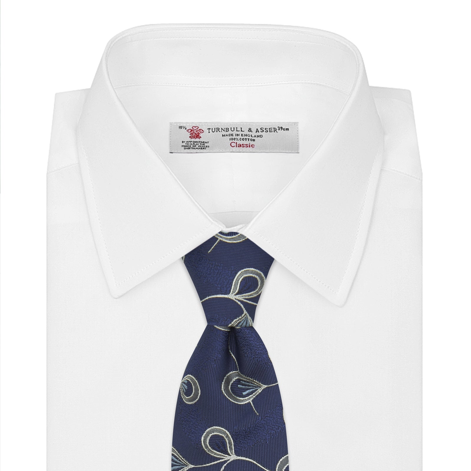 View 2 of product Navy Jacquard Silk Floral Tie