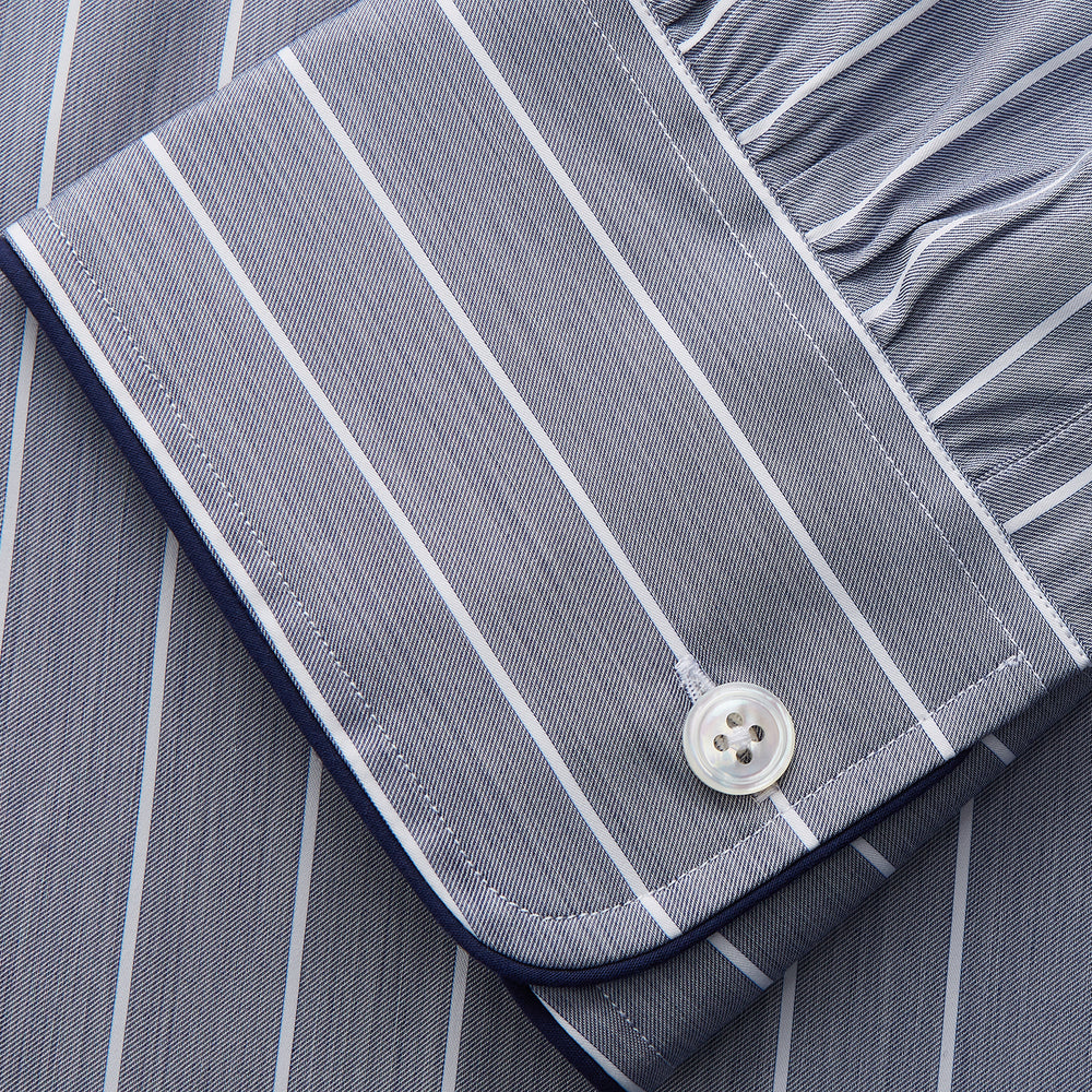 Pale Blue and White Pinstripe Cotton Blend Sussex Nightshirt