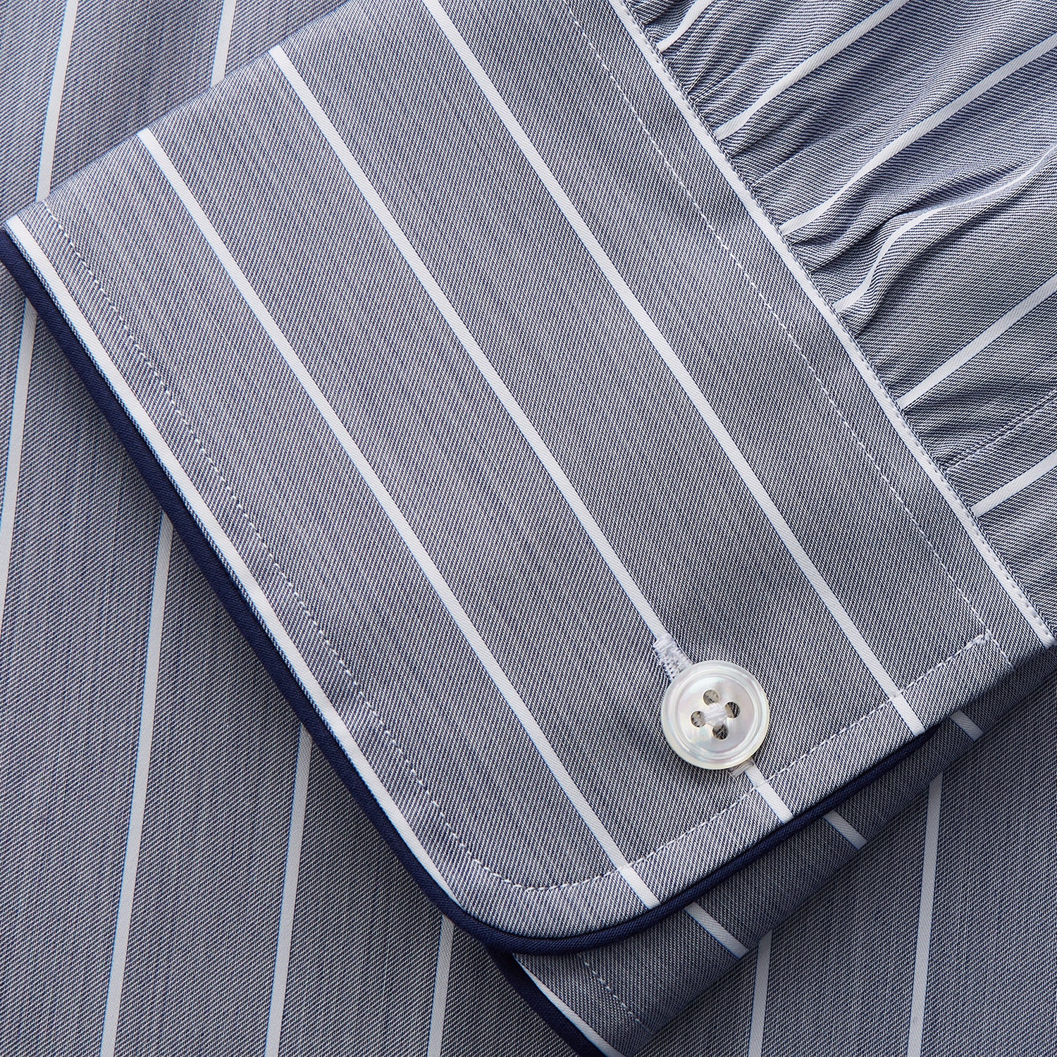 View 3 of product Pale Blue and White Pinstripe Cotton Blend Sussex Nightshirt