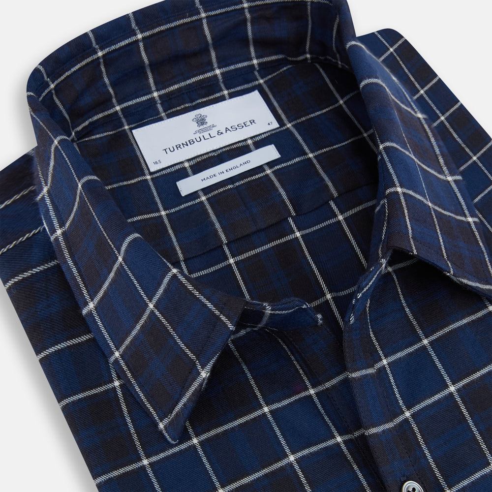 Navy and White Check Windsor Shirt