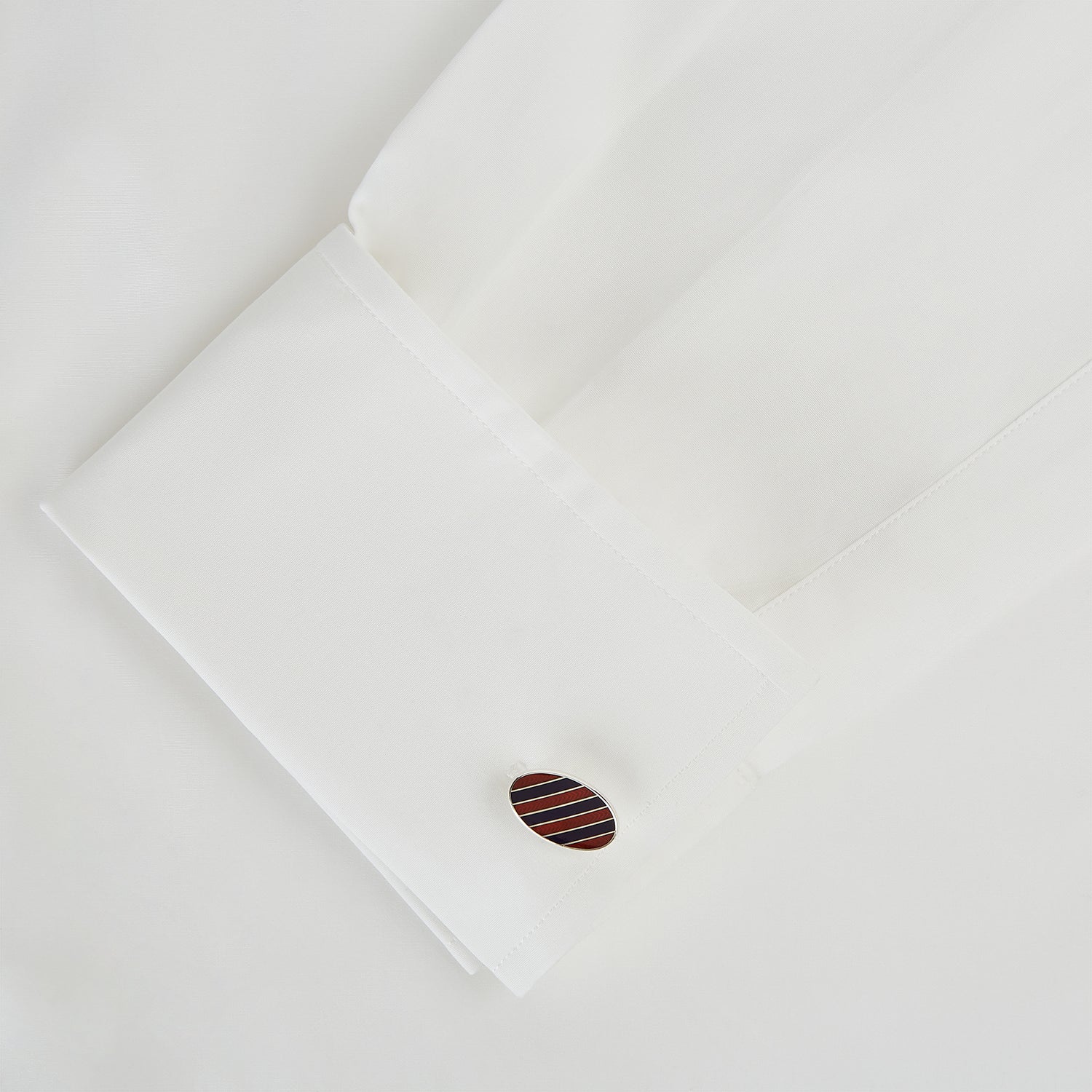 View 3 of product Burgundy and Navy Striped Oval Enamel Cufflinks