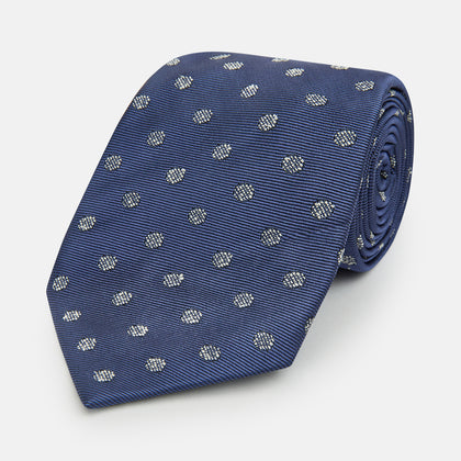 Navy Circle Silk Tie