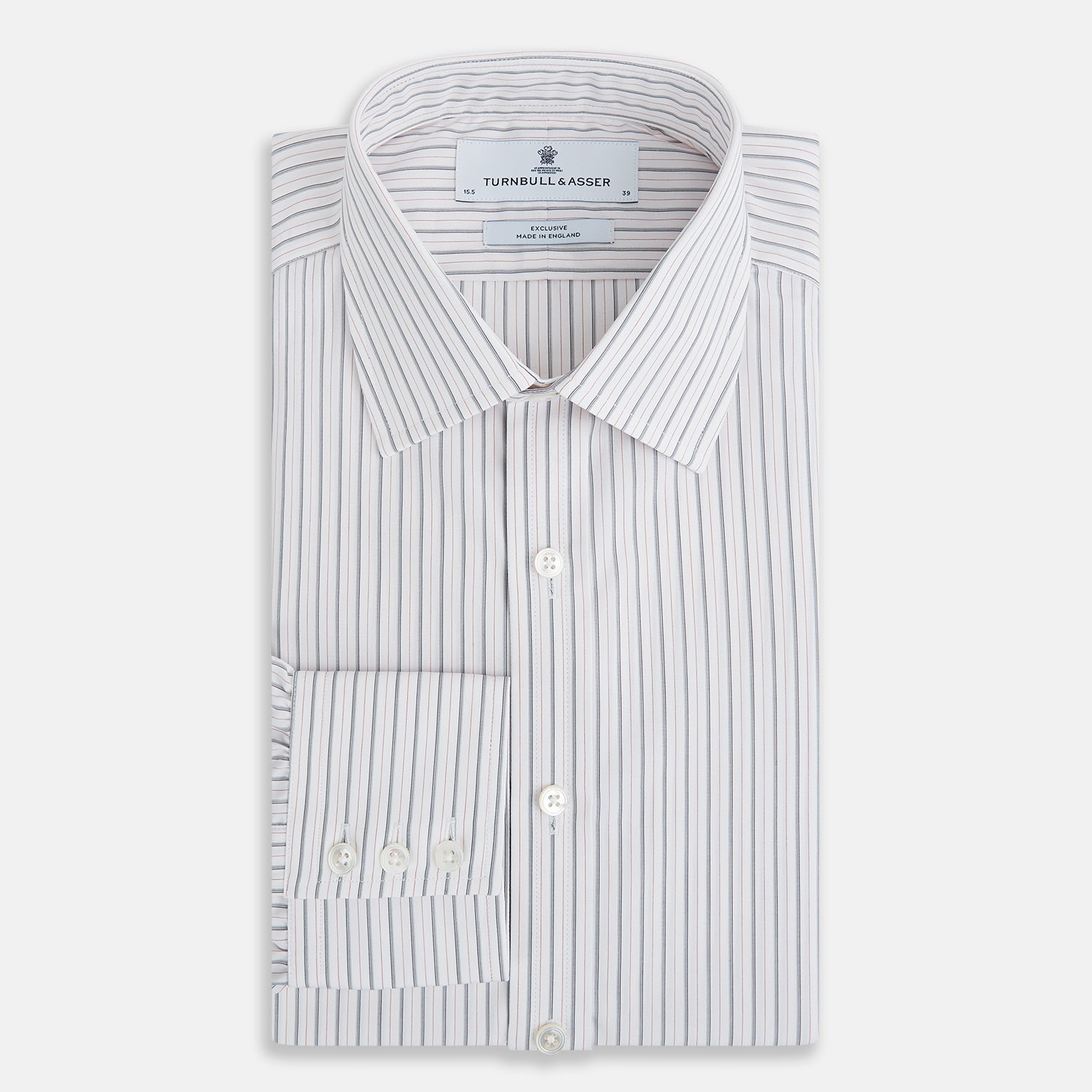 View 5 of product Midnight Blue and Red Ticking Stripe Mayfair Shirt
