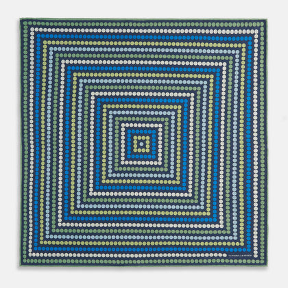 Oxford Blue Dots and Floral Tile Double-Sided Silk Pocket Square Image 2