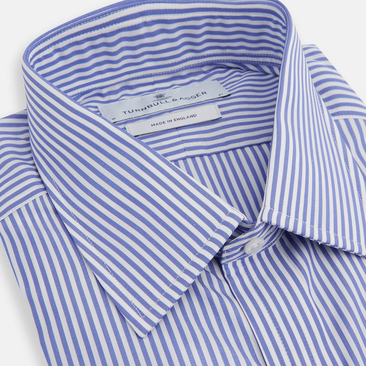 View 2 of product Blue Bengal Stripe Shirt with T&A Collar and 3-Button Cuffs