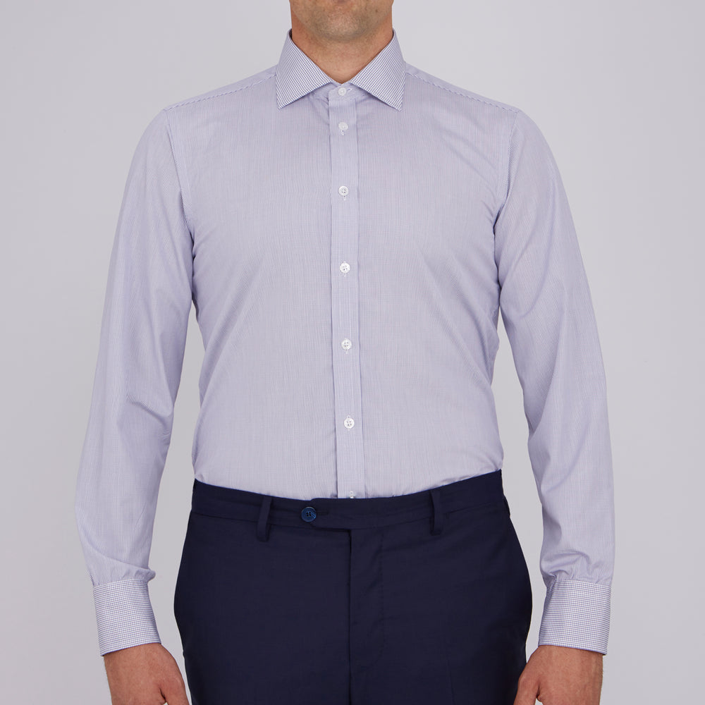 Slim Fit Blue Checked Shirt