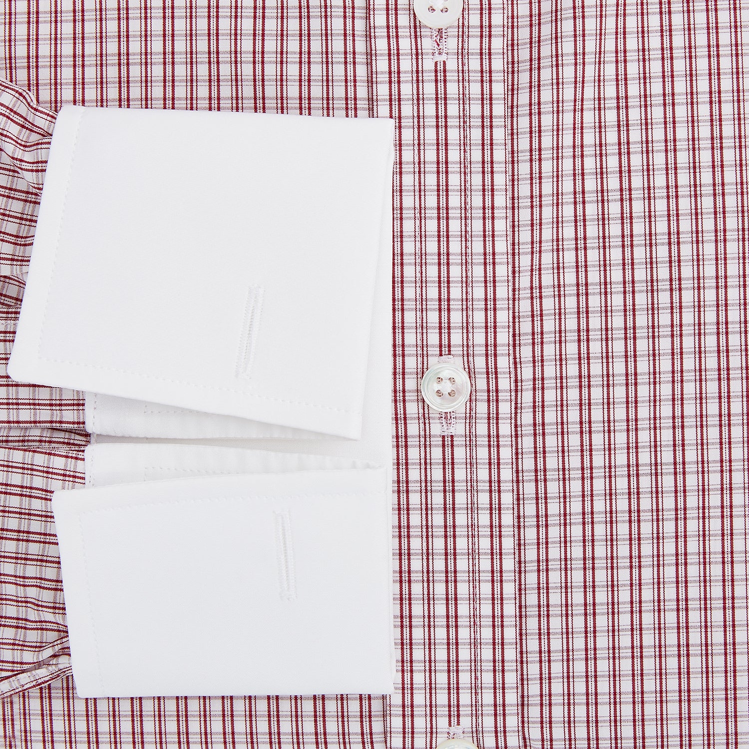 View 4 of product Red Micro Check Shirt with Contrast T&A Collar and Cuffs