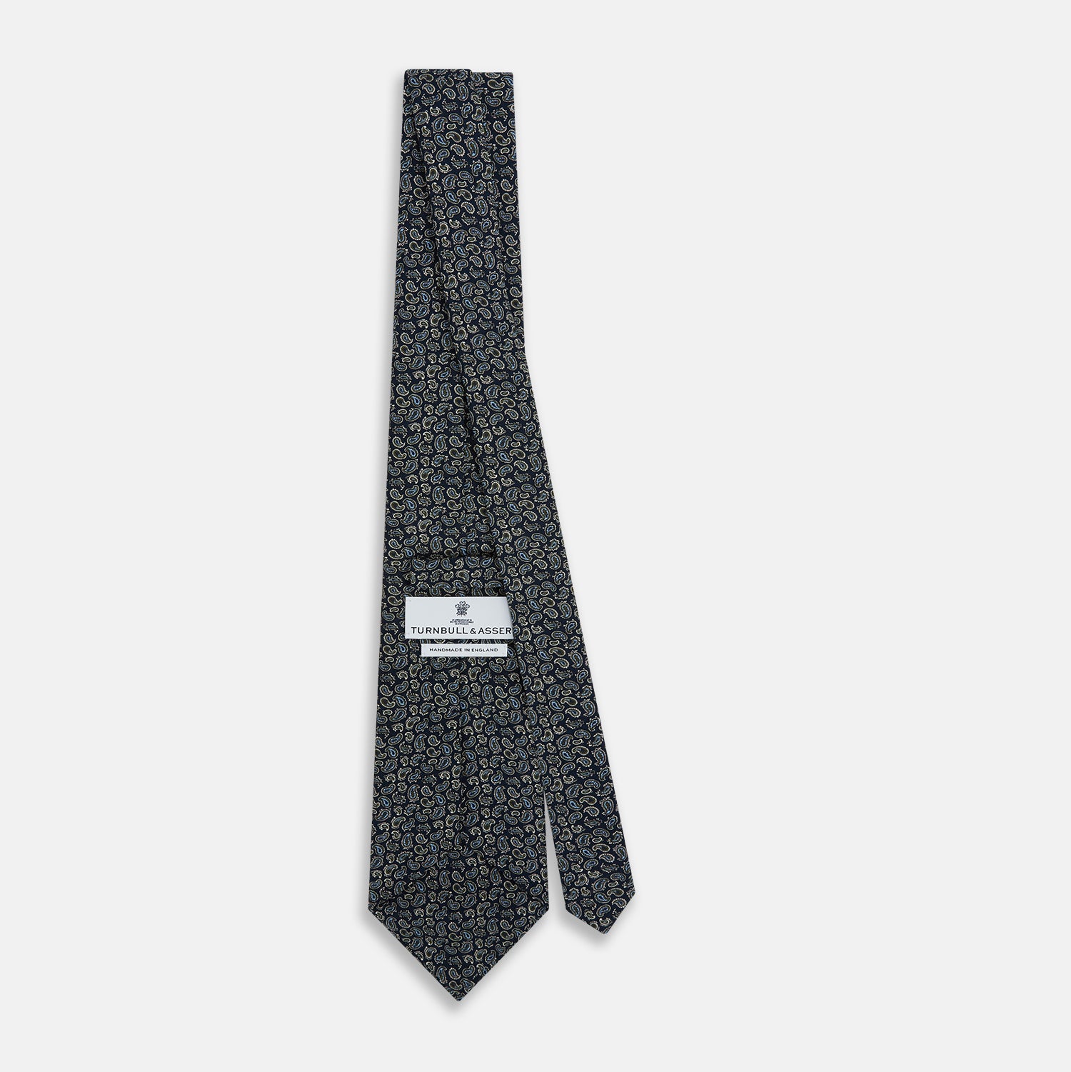 View 4 of product Navy Paisley Foulard Silk Tie