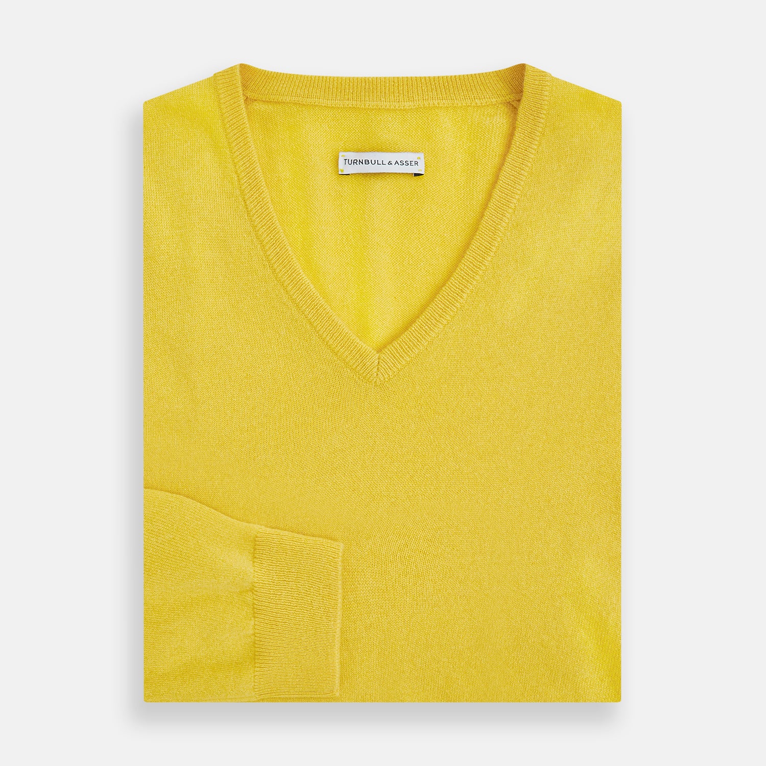View 4 of product Canary Yellow Cashmere V-neck Jumper