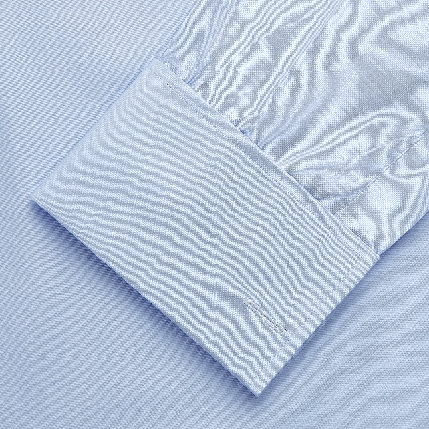 View 4 of product Tailored Fit Blue Cotton Shirt with Kent Collar and Double Cuffs