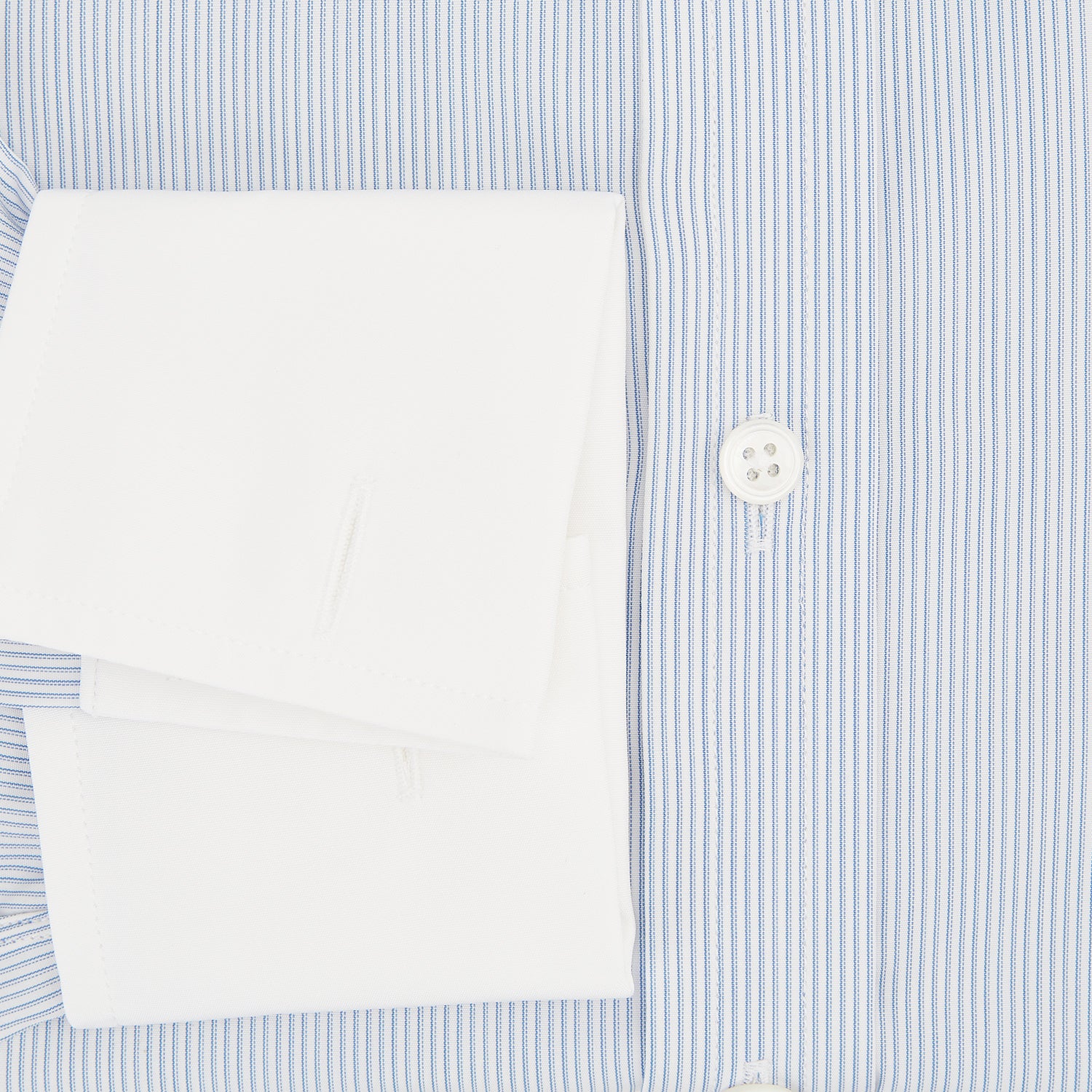 View 4 of product Sky Blue Ripple Double Pinstripe Shirt with Contrast Collar and Cuffs
