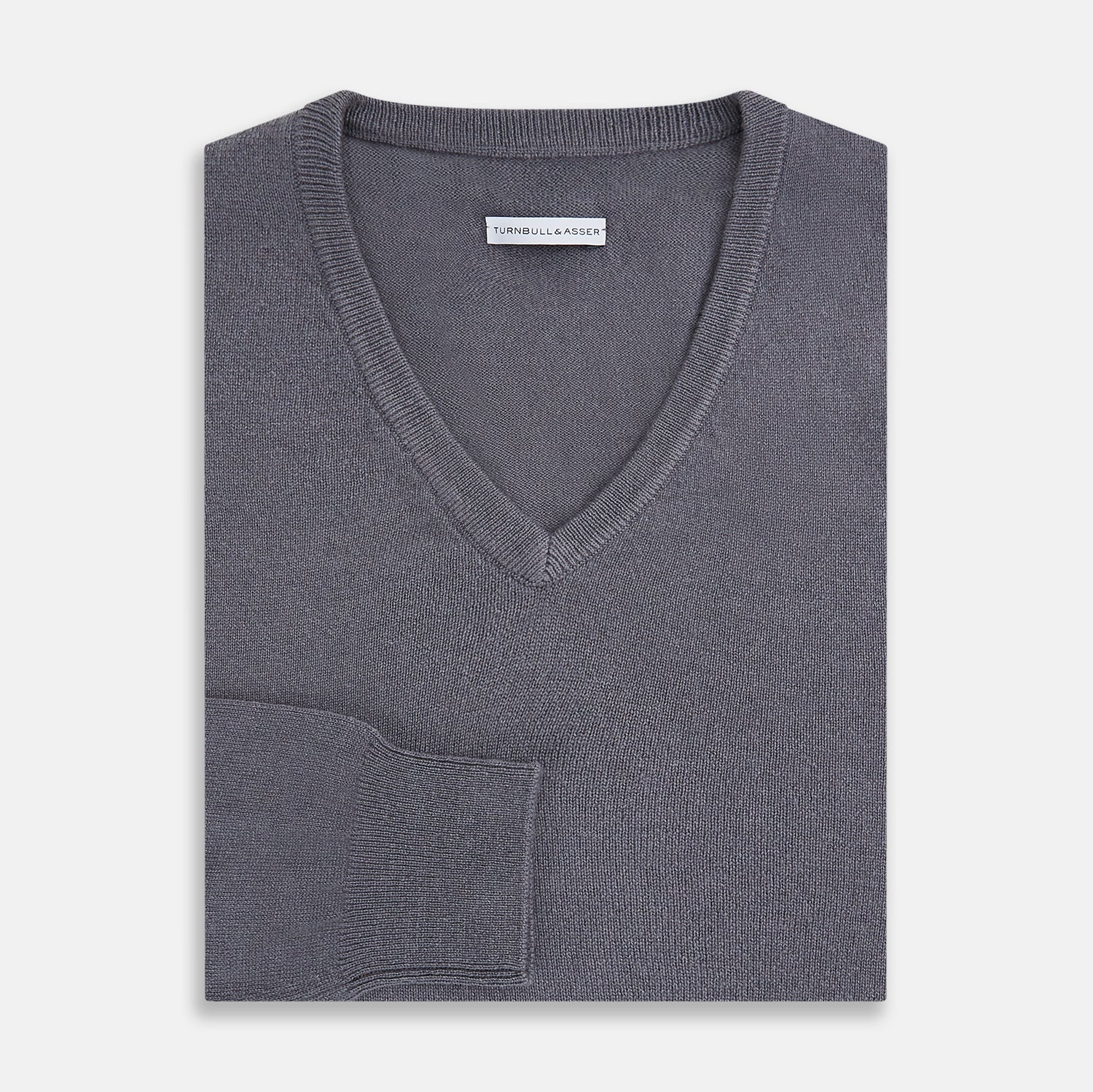 View 4 of product Grey V-Neck Cashmere Jumper
