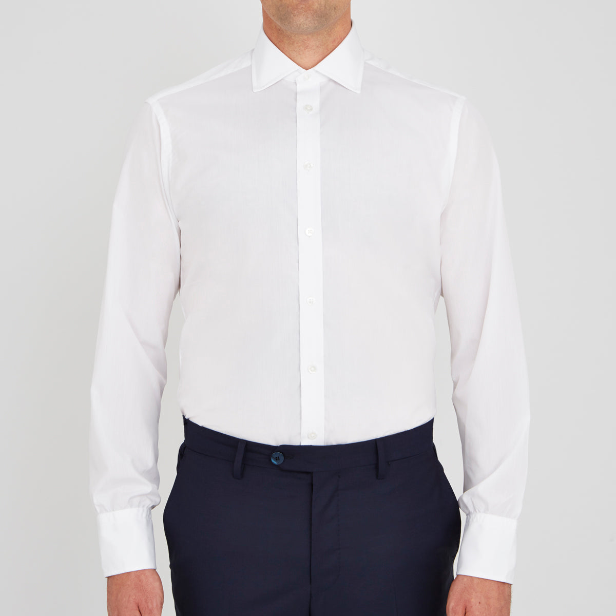 View 2 of product Two-Fold 200 White Cotton Shirt with Regent Collar and 3-Button Cuffs
