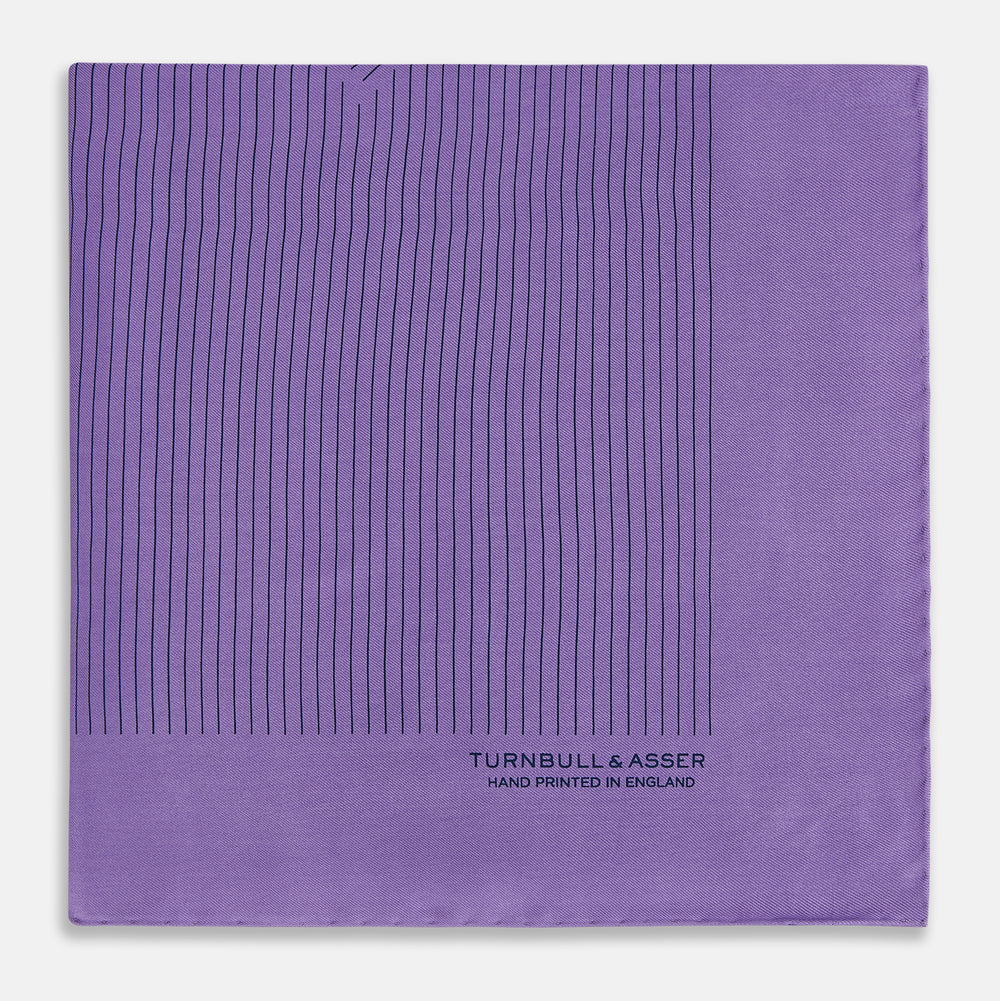 Purple Stripe Silk Pocket Square