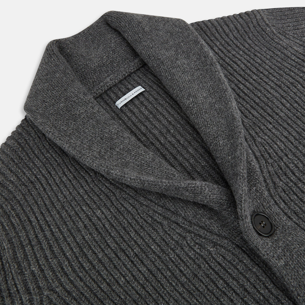 Shadow Grey Cashmere Shawl Collar Cardigan