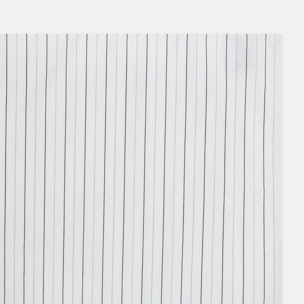 Navy and Blue Wide Pinstripe Hand-Rolled Handkerchief